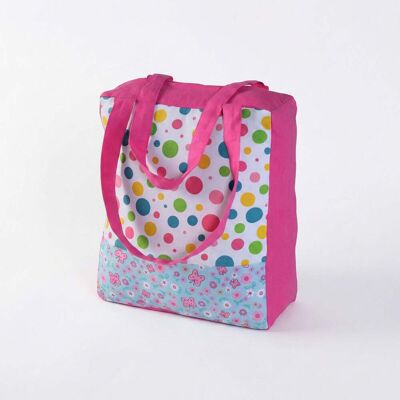 Homescapes Cotton Multi Dots & Butterflies Design Shopping Bag, 36 x 43 x 11 cm Homescapes Cotton Multi Dots & Butterflies Design Shopping Bag, 36 x 43 x 11 cm