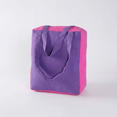 Homescapes Cotton Solid Purple & Pink Design Shopping Bag, 36 x 43 x 11 cm Homescapes Cotton Solid Purple & Pink Design Shopping Bag, 36 x 43 x 11 cm