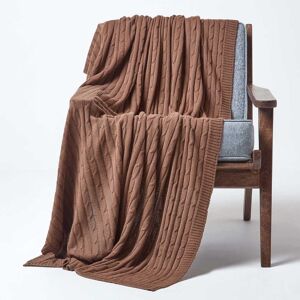 Homescapes 100% Cotton Cable Knit Throw, 150 x 200 cm, Chocolate Brown, For Bed or Sofa, Handcrafted, OEKO-TEX Certified, 59 x 78" Homescapes 100% Cotton Cable Knit Throw, 150 x 200 cm, Chocolate Brown, For Bed or Sofa, Handcrafted, OEKO-TEX Certified, 59 x 78"