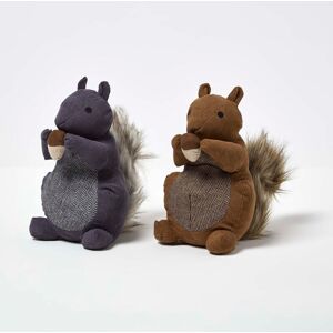 Homescapes Set of 2 Fabric Squirrel Door Stops, 21 x 15 x 13 cm, Brown, Grey, Animal, Weighted with Sand for Stability, Durable Homescapes Set of 2 Fabric Squirrel Door Stops, 21 x 15 x 13 cm, Brown, Grey, Animal, Weighted with Sand for Stability, Durable