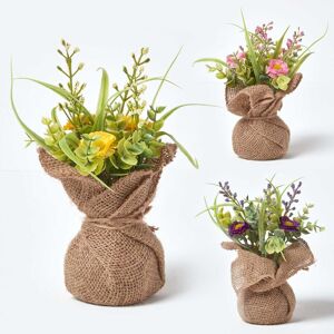 Homescapes Set of 3 Artificial Daisies in Rustic Burlap Pots - Artificial Flowers Homescapes Set of 3 Artificial Daisies in Rustic Burlap Pots - Artificial Flowers