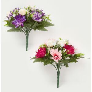 Homescapes Rose & Lotus Flower Bouquet, Pink & Purple Set of 2 Homescapes Rose & Lotus Flower Bouquet, Pink & Purple Set of 2