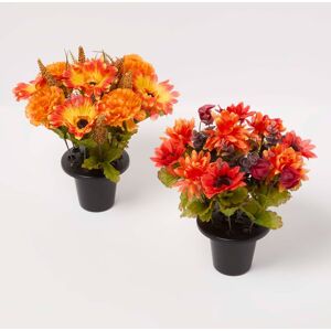 Homescapes Artificial Autumn Flowers in Pot, Artificial Flower Bouquet Set of 2 Homescapes Artificial Autumn Flowers in Pot, Artificial Flower Bouquet Set of 2