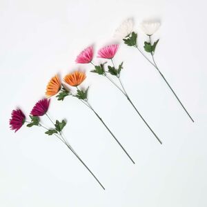 Homescapes Set of 4 Artificial Autumn Chrysanthemum Stems, Orange, Cream, Pink, Burgundy, Handcrafted, Lifelike Homescapes Set of 4 Artificial Autumn Chrysanthemum Stems, Orange, Cream, Pink, Burgundy, Handcrafted, Lifelike