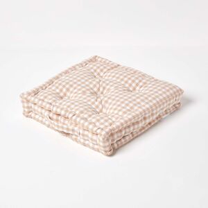 Homescapes 100% Cotton Gingham Floor Cushion, 40 x 40 x 8 cm, Beige, Block Check, OEKO-TEX Certified, Handcrafted, 16 x 16 x 3" Homescapes 100% Cotton Gingham Floor Cushion, 40 x 40 x 8 cm, Beige, Block Check, OEKO-TEX Certified, Handcrafted, 16 x 16 x 3"
