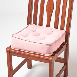 Homescapes Cotton Dining Chair Booster Cushion Firm 10cm Thick Seat Pad, 40 x 40 cm, Pink, 100% Cotton Cover, Quilted, Ties, Supportive Homescapes Cotton Dining Chair Booster Cushion Firm 10cm Thick Seat Pad, 40 x 40 cm, Pink, 100% Cotton Cover, Quilted, Ties, Supportive