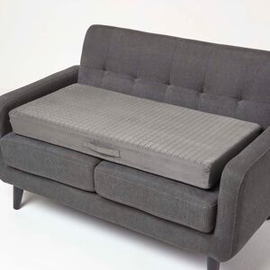 Homescapes Faux Suede Orthopaedic Foam 2 Seater Booster Cushion Firm 10cm Thick Pad, 100 x 50 cm, Grey, Zip Closure, Machine Washable Homescapes Faux Suede Orthopaedic Foam 2 Seater Booster Cushion Firm 10cm Thick Pad, 100 x 50 cm, Grey, Zip Closure, Machine Washable