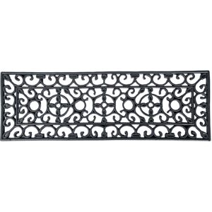 Homescapes Black Wrought Iron Effect Parisian Style Rectangular Rubber Doormat, 75 x 25cm Homescapes Black Wrought Iron Effect Parisian Style Rectangular Rubber Doormat, 75 x 25cm