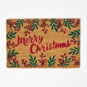 Homescapes Coir 'Merry Christmas' Doormat, 60 x 40 cm, Red, Green, Festive, Non-Slip Rubber Backing, Heavy Duty Homescapes Coir 'Merry Christmas' Doormat, 60 x 40 cm, Red, Green, Festive, Non-Slip Rubber Backing, Heavy Duty