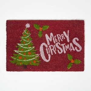 Homescapes Coir Christmas Tree Doormat, 60 x 40 cm, Red, Festive, Non-Slip Rubber Backing, Heavy Duty Homescapes Coir Christmas Tree Doormat, 60 x 40 cm, Red, Festive, Non-Slip Rubber Backing, Heavy Duty