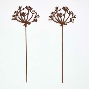 Homescapes Set of 2 100% Mild Steel Flower Garden Stakes, 13.5 x 37 cm, Brown, Cow Parsley Homescapes Set of 2 100% Mild Steel Flower Garden Stakes, 13.5 x 37 cm, Brown, Cow Parsley