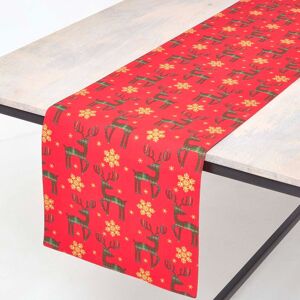 Homescapes Red Table Runner 35 x 180 cm Reindeer Christmas Runner Homescapes Red Table Runner 35 x 180 cm Reindeer Christmas Runner