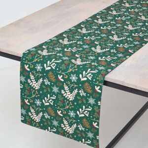 Homescapes Green Table Runner 35 x 250 cm Holly Christmas Runner Homescapes Green Table Runner 35 x 250 cm Holly Christmas Runner