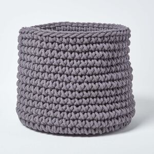 Homescapes Cotton Knitted Storage Basket - Grey Homescapes Cotton Knitted Storage Basket - Grey
