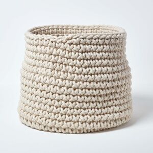 Homescapes Cotton Knitted Round Storage Basket - Natural, 42x37cm Homescapes Cotton Knitted Round Storage Basket - Natural, 42x37cm