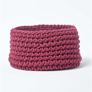 Homescapes Cotton Knitted Storage Basket - Plum - 37 x 21 cm Homescapes Cotton Knitted Storage Basket - Plum - 37 x 21 cm