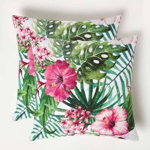 Homescapes Floral Leaf Outdoor Cushions for Garden Waterproof 45cm, Set of 2 Homescapes Floral Leaf Outdoor Cushions for Garden Waterproof 45cm, Set of 2