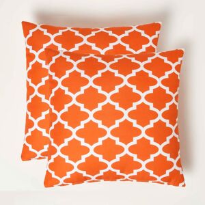 Homescapes Orange Geometric Outdoor Cushions for Garden Waterproof, Set of 2 Homescapes Orange Geometric Outdoor Cushions for Garden Waterproof, Set of 2
