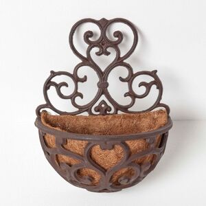 Homescapes Cast Iron Wall Mounted Hanging Basket Half Round Decorative Planter Homescapes Cast Iron Wall Mounted Hanging Basket Half Round Decorative Planter