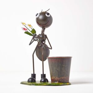 Homescapes Metal Ant with Bouquet and Flower Pot, 32 cm Tall Homescapes Metal Ant with Bouquet and Flower Pot, 32 cm Tall