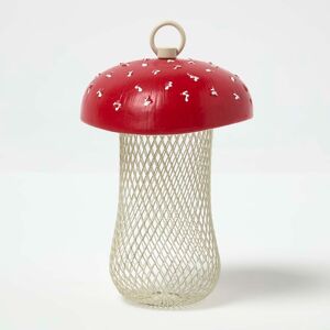 Homescapes Mushroom Hanging Bird Feeder, 17.7 x 13 x 13 cm, Red, Durable Homescapes Mushroom Hanging Bird Feeder, 17.7 x 13 x 13 cm, Red, Durable