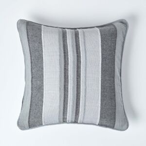 Homescapes Cotton Striped Grey Cushion Cover Morocco , 60 x 60 cm Homescapes Cotton Striped Grey Cushion Cover Morocco , 60 x 60 cm