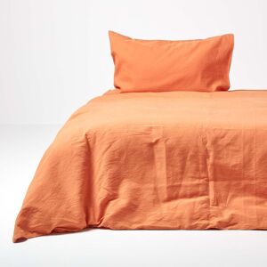 Homescapes Burnt Orange Linen Duvet Cover Set, Single Homescapes Burnt Orange Linen Duvet Cover Set, Single