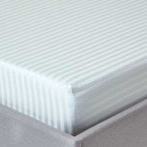 Homescapes 100% Egyptian Cotton 330 TC Double Fitted Sheet, 30 cm Deep, Luxury Satin Stripe, Blue, Elasticated, Machine Washable Homescapes 100% Egyptian Cotton 330 TC Double Fitted Sheet, 30 cm Deep, Luxury Satin Stripe, Blue, Elasticated, Machine Washable