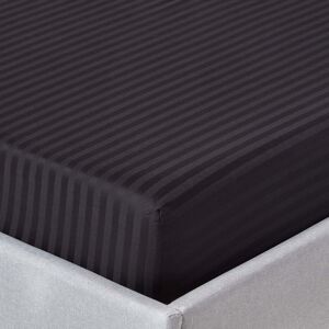 Homescapes 100% Egyptian Cotton 330 TC Single Fitted Sheet, 30 cm Deep, Luxury Satin Stripe, Black, Elasticated, Machine Washable Homescapes 100% Egyptian Cotton 330 TC Single Fitted Sheet, 30 cm Deep, Luxury Satin Stripe, Black, Elasticated, Machine Washable