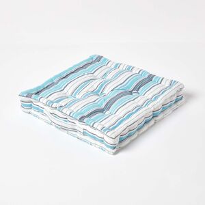 Homescapes 100% Cotton Stripe Floor Cushion, 50 x 50 x 10 cm, Blue, OEKO-TEX Certified, Handcrafted, 20 x 20 x 4" Homescapes 100% Cotton Stripe Floor Cushion, 50 x 50 x 10 cm, Blue, OEKO-TEX Certified, Handcrafted, 20 x 20 x 4"