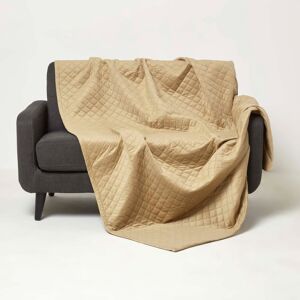 Homescapes Diamond Quilted Velvet Throw Beige - Bedspread Homescapes Diamond Quilted Velvet Throw Beige - Bedspread