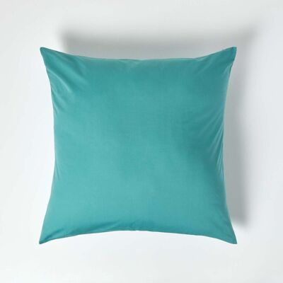 Homescapes Teal European Egyptian Cotton Pillowcase 200 TC, 80 x 80 cm Homescapes Teal European Egyptian Cotton Pillowcase 200 TC, 80 x 80 cm