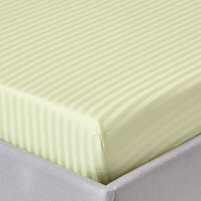 Homescapes Sage Green Egyptian Cotton Satin Stripe Fitted Sheet - Double Homescapes Sage Green Egyptian Cotton Satin Stripe Fitted Sheet - Double