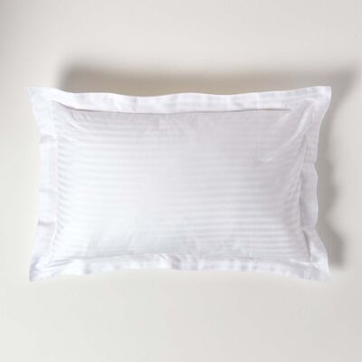 Homescapes White Egyptian Cotton Satin Stripe Oxford Pillowcase 330 TC Homescapes White Egyptian Cotton Satin Stripe Oxford Pillowcase 330 TC