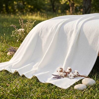 Homescapes Organic Cotton Waffle Baby Blanket - Baby blanket, Organic cotton, White Homescapes Organic Cotton Waffle Baby Blanket - Baby blanket, Organic cotton, White