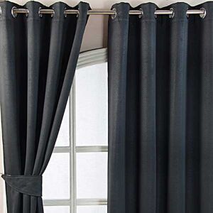 Homescapes Black Herringbone Chevron Blackout Curtains Pair Eyelet Style, 66x72" Homescapes Black Herringbone Chevron Blackout Curtains Pair Eyelet Style, 66x72"