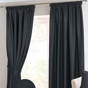 Homescapes Black Herringbone Chevron Blackout Curtains Pair Pencil Pleat, 46x54" Homescapes Black Herringbone Chevron Blackout Curtains Pair Pencil Pleat, 46x54"