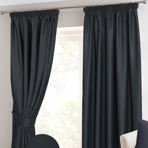 Homescapes Black Herringbone Chevron Blackout Curtains Pair Pencil Pleat, 46x72" Homescapes Black Herringbone Chevron Blackout Curtains Pair Pencil Pleat, 46x72"