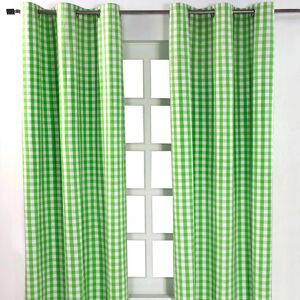 Homescapes Cotton Green Gingham Block Check Ready Made Eyelet Curtains 137x 228 cm Homescapes Cotton Green Gingham Block Check Ready Made Eyelet Curtains 137x 228 cm