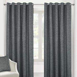 Homescapes Dark Grey Heavy Weight Textured Blackout Lined Eyelet Curtain Pair, 46 x 90" Homescapes Dark Grey Heavy Weight Textured Blackout Lined Eyelet Curtain Pair, 46 x 90"