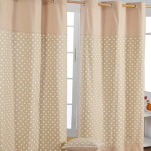 Homescapes Beige Cotton Stars Eyelet Curtain Pair - Curtain Homescapes Beige Cotton Stars Eyelet Curtain Pair - Curtain