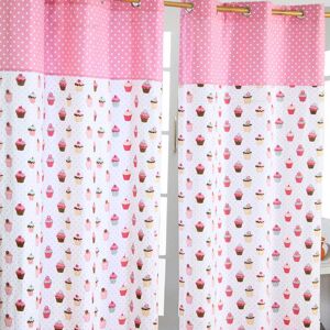 Homescapes Cupcakes Cotton Curtain Pair - Ready Made, 137x182cm Homescapes Cupcakes Cotton Curtain Pair - Ready Made, 137x182cm