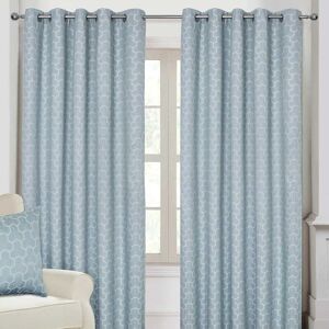 Homescapes Blue Geometric Jacquard Blackout Eyelet Curtain Pair - Curtain Homescapes Blue Geometric Jacquard Blackout Eyelet Curtain Pair - Curtain