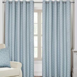 Homescapes Blue Geometric Jacquard Blackout Eyelet Curtain Pair, 46 x 90" Homescapes Blue Geometric Jacquard Blackout Eyelet Curtain Pair, 46 x 90"