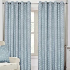Homescapes Blue Geometric Jacquard Blackout Eyelet Curtain Pair Homescapes Blue Geometric Jacquard Blackout Eyelet Curtain Pair