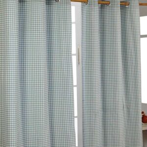 Homescapes Cotton Gingham Check Blue Ready Made Eyelet Curtains, 117 x 137 cm Homescapes Cotton Gingham Check Blue Ready Made Eyelet Curtains, 117 x 137 cm