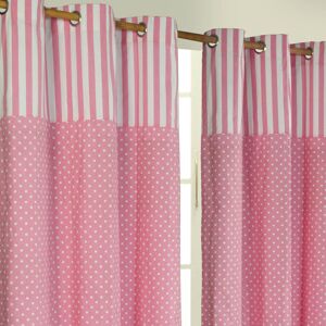 Homescapes Polka Dots Pink Ready Made Eyelet Curtain Pair, 137 x 228 cm Drop Homescapes Polka Dots Pink Ready Made Eyelet Curtain Pair, 137 x 228 cm Drop