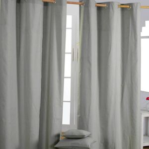 Homescapes Grey Cotton Eyelet Curtain Pair - Curtain Homescapes Grey Cotton Eyelet Curtain Pair - Curtain