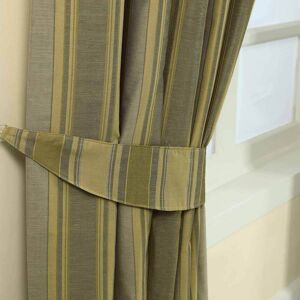 Homescapes Gold Jacquard Tie Back Pair Modern Striped Design Homescapes Gold Jacquard Tie Back Pair Modern Striped Design
