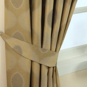 Homescapes Gold Jacquard Tie Back Pair Modern Curve Design Homescapes Gold Jacquard Tie Back Pair Modern Curve Design